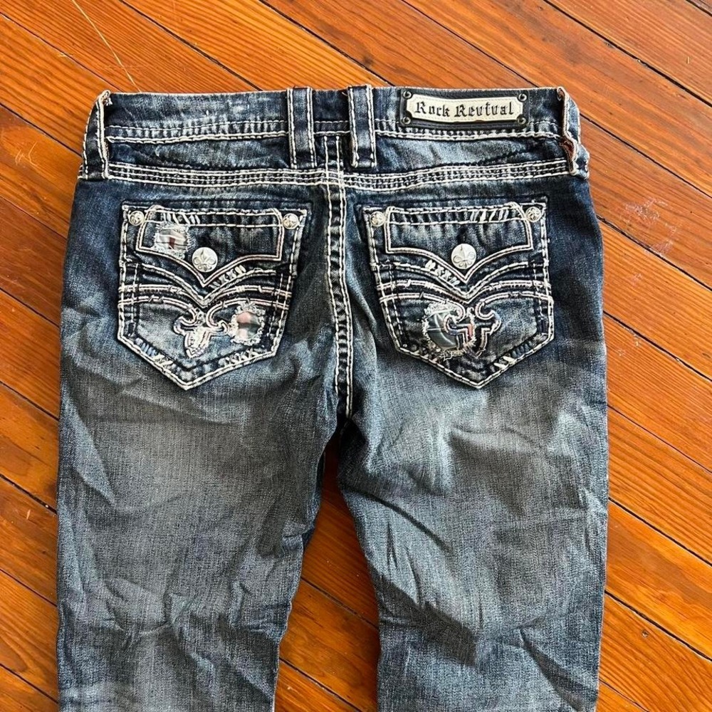 Y2K 2000s Rock republic Graphic Bootcut Straight Jeans size 27"